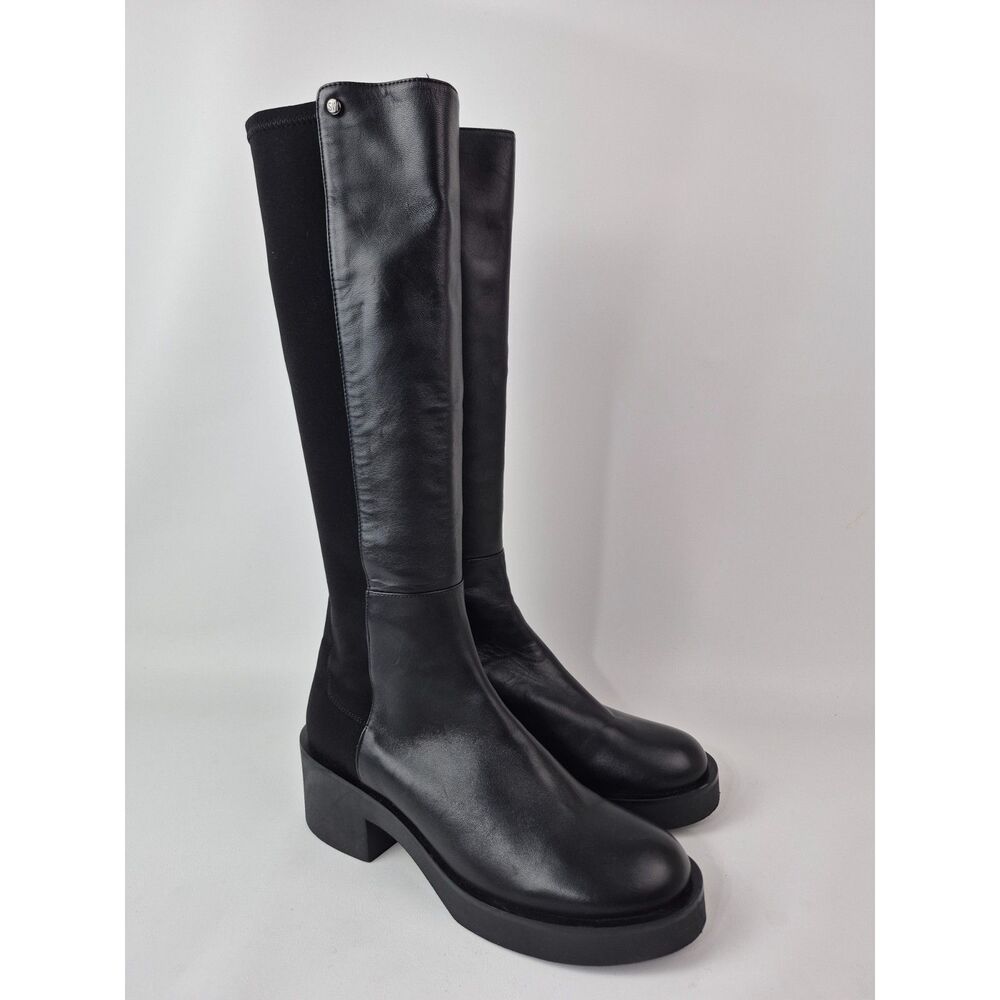 Stuart Weitzman Women's Black Gotham Leather Knee High Boots Size 10.5 B SC098